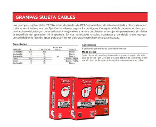 Tacsa N° 12 Coaxial Cable Staples - Pack of 10 Boxes 3