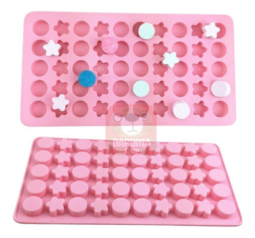 DARUMASHOP Silicone Mold for 50 Mini Stars and Circles 1