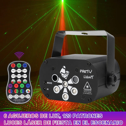 Luz De Festa Laser Rgb 6 Cabeças De Lâmpada E 120 Padrões 1