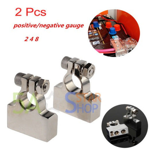 2 X Batería Borne Post 1/0 2 4 8 Ga Awg Calibre Positivo Neg 1