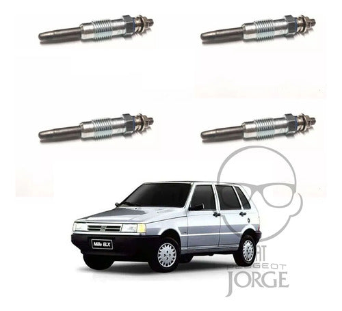 Juego De 4 Calentadores Fiat Uno 1.7 Diesel 1