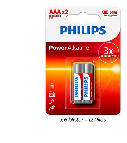 Pilas Aaa Philips Alcalinas (12 Uni) = 6 Blíster 1