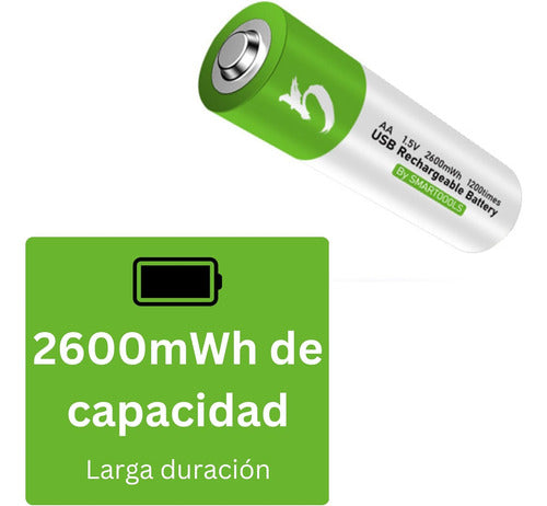 Deleex Rechargeable AA Batteries x 2 USB-C 2600mAh 2