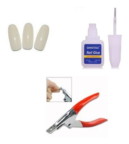 Ydnis Kit 200 Full Nails + Nail Clipper + Glues + 100/180 Nail File 0