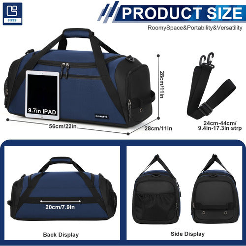 Fioretto 43L Sports Gym Bag with Shoe Compartment Navy 1