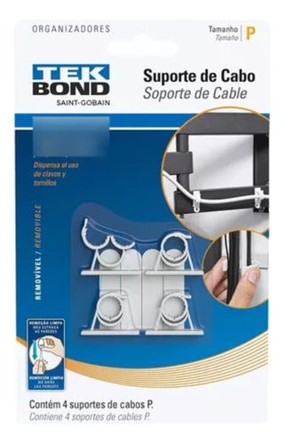 Tekbond White Adhesive Cable Clips - 4 Units 0