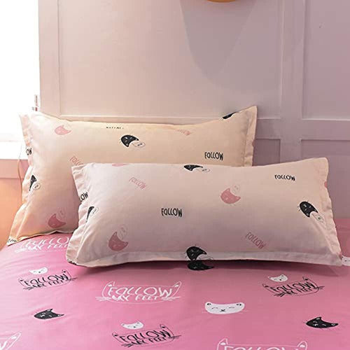 Teinopalpus Teen Bedding Girls Cat Print Pink White - Twin, 4