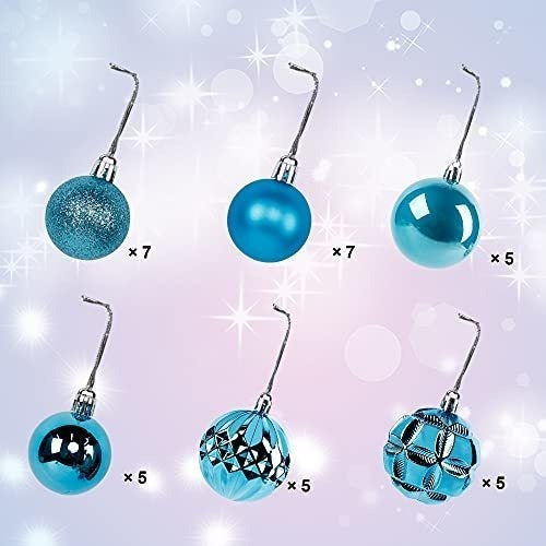 Lulu Home Christmas Ball Ornaments - Pack of 34, 6cm / Sky Blue 1