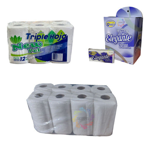 New Pel Higienico Triple/hoja + Rollo Cocina + Pañuelos Descartables 0