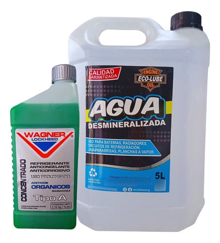 Wagner Lockheed Refrigerant Kit Green 1L + Eco-Lube Demineralized Water 5L 0