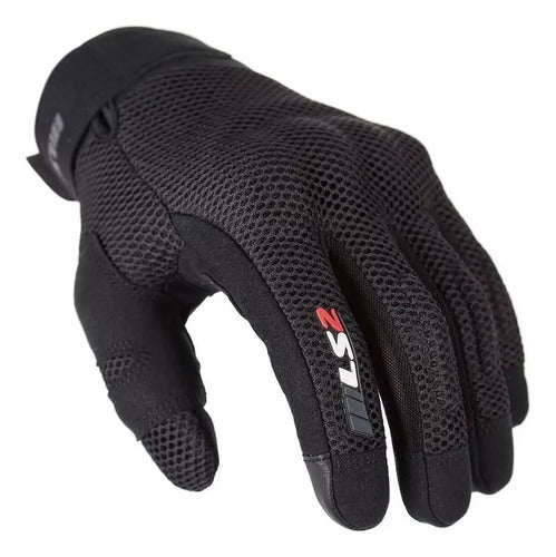 LS2 Ray H Black Touchscreen Short Motorcycle Gloves 0