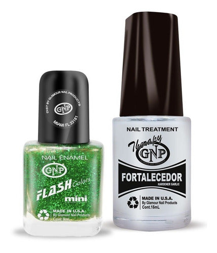 Fortalecedor De Ajo Y Esmalte Gnp 9ml Gliter Verde 0