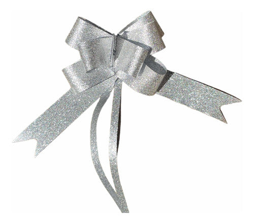 Packers Glitter Rafia Bows N°40 - 50 Units Silver 0