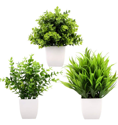 Greentime Package of 3 Mini Fake Plants in Pots 0