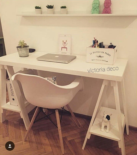 Victoria Deco Desk 120 x 50 with White Stands 0