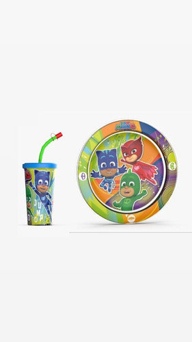 Bel Gioco PJ Masks Heroes Pijamas Plastic Plate and Cup Set 0