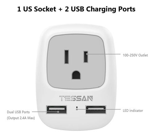 Tessan - Adaptador De Enchufe De Viaje Europeo De 3 Unidades 1