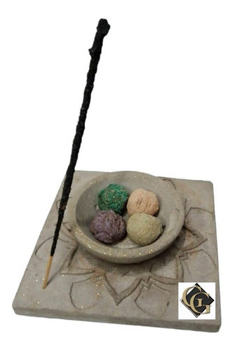 Incense Burner Set Cement Bowl 2 Pieces GG 0