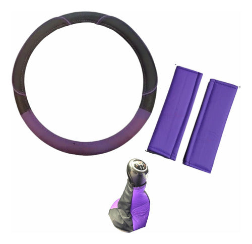 Fundas Mitre Sport Citroen C3 - Steering Wheel Cover + Gear Stick Cover + Seat Belt Covers Violet 0