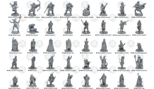 3DPrintedMinis Kit 10 Miniatures Role (3D Printed in Resin) - Height 4cm 1