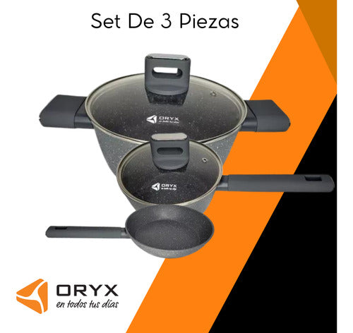 Oryx Batería Cocina Set 3 Piezas Sartén Olla Cacerola 1