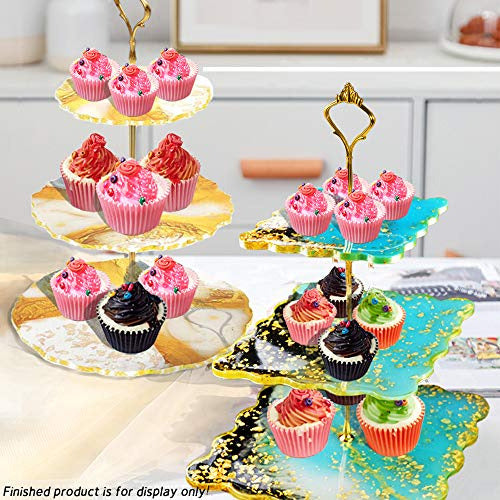 Motasom 2 Pack 3 Tier Cake Stand Resin Tray Molds 5