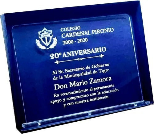 Placa Acrilico Cristal Con Grabado Laser Premio 15x20 Cm 0