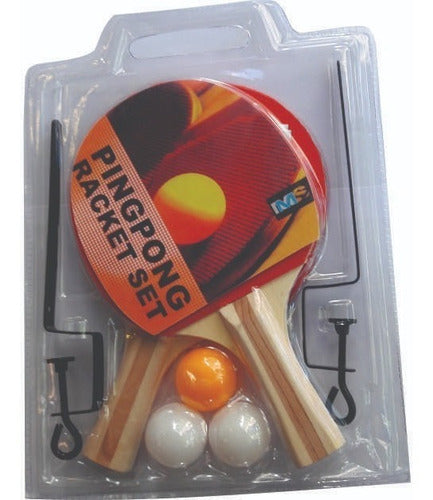 JA Complete Ping Pong Set with 2 Paddles, 3 Balls, Net & 2 Holders 0