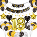 Combo Cumple Banderin Globos Numeros Dorado Negro 0