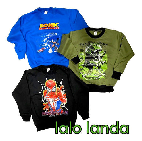 Lalo Landa Buzo Estampado Friza Personajes Solo Saldos T4 - Pack X 3 2