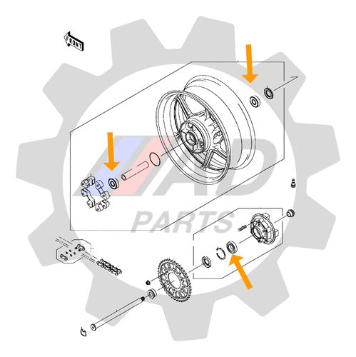 Rolamentos Roda Traseira Kawasaki Ninja Zx-6r 1998 Até 2022 1