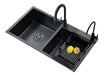 DMC Double Square Kitchen Sink Black Dream Stainless Steel Deep 1