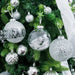 6 Silver Christmas Ball Ornaments Xmasexp - 3 Designs 10cm 4