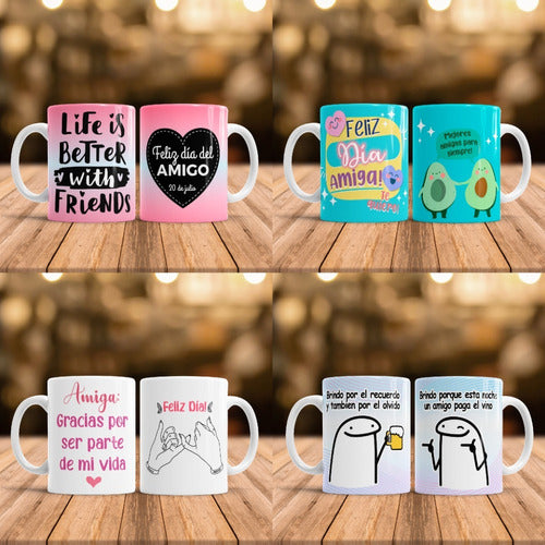 15 Diseños Plantillas Dia Del Amigo + 15 Mockups Tazas 3