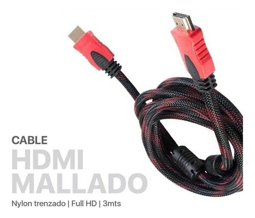 Only HDMI Cable 3 Meters 1080p Braided Fabric with Gold Connectors 1