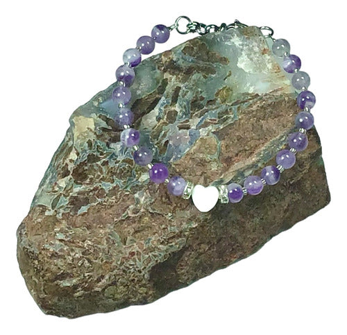 Amethyst Bracelet with Mother-of-Pearl Heart 2