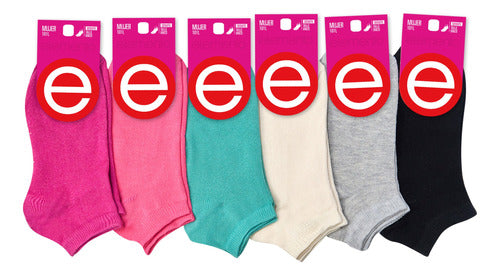 Pack of 6 Short Socks for Women by Elemento Art 101 0
