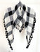 Black and White Checkered Scarf with Pompoms 0