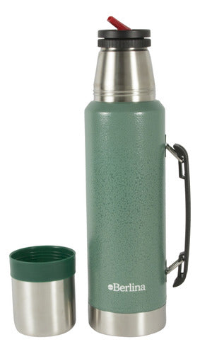 Berlina Thermos 1.2L Stainless Steel Green with Pouring Spout and Non-Slip Base 0