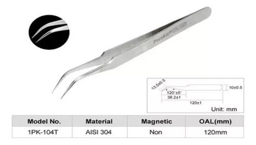 Pro'sKit Curved Precision Tweezer Extra Fine 1PK-104T 1