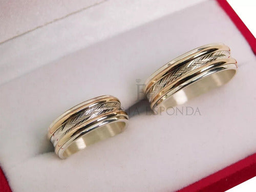 Esponda Pair of Silver and Red Gold Wedding Bands Model 125 1