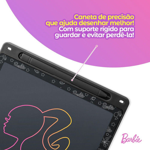 Lousa Mágica Led Tablet Barbie Preta Infantil Lcd + Caneta 3