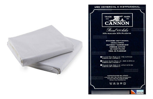 Cannon Pack X2 Flat Hotel Sheets Queen Size 180 Threads 0