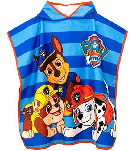 Paw Patrol Poncho De Toalla Con Capucha Para Niños 1