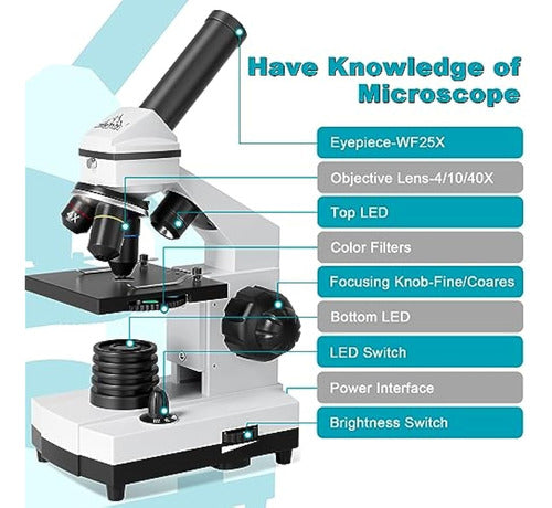 Microscopio Para Adultos, Niños, Estudiantes, 5