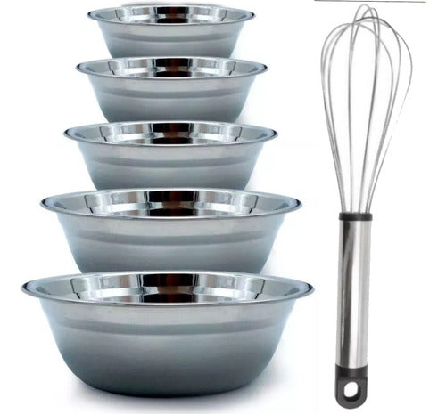 Renkai Set Reposteria Bowl Acero Inoxidable X5 Premium + Batidor Pr 0