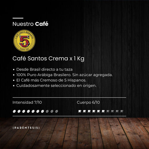 5 Hispanos Combo Café En Granos Tostado Santos Crema 3kg 1