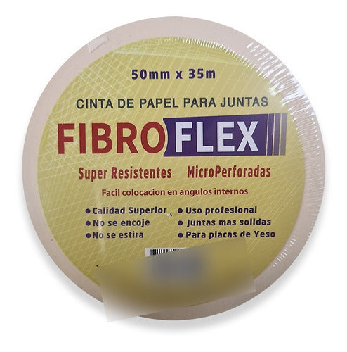 Fibroflex Cinta Papel Microperforada 50mm Yeso Durlock 35mt Pack X20 0