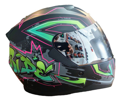 MAC Helmets M67 BASS Graffiti Black/Pink Edition with Visor 0