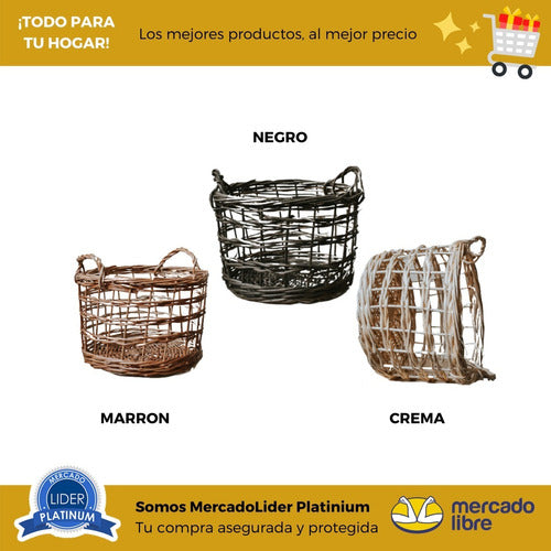 Wicker Firewood Basket Plant Pot Holder with Handle - Home Decor Offer 3